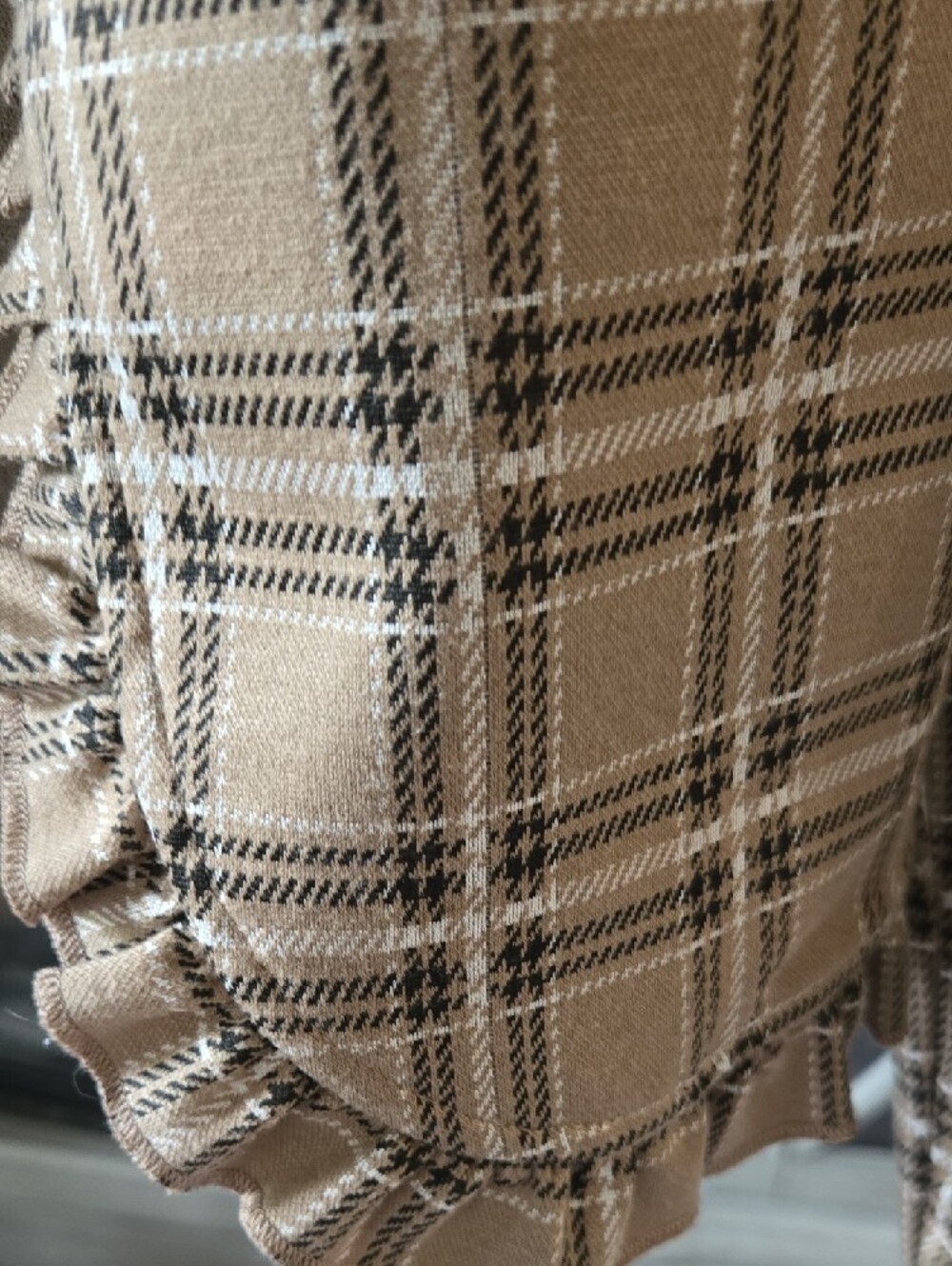 Grace Karin Beige Plaid Ruffle-Trim Blazer - Picture 3 of 5